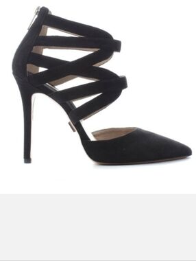 Michael Kors Arissa Black Suede Strap Stiletto Heeled Pumps Size 38